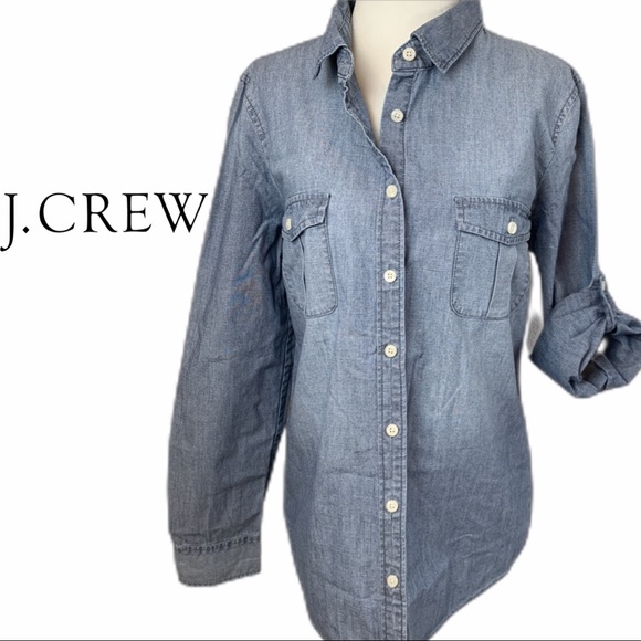 J. Crew Tops - J. Crew Long Sleeve Denim Button-Up Top